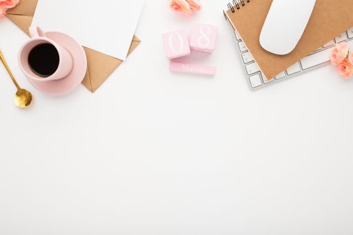 An overhead shot of a Women's day decoration setting with space for your text