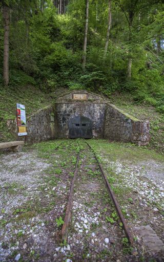 A vertical shot of a stone construction in the Charinthia region in Slovenia
