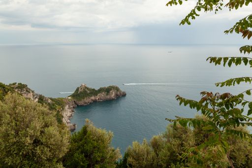 A clifftop view of the Amalfi Coast in Italy