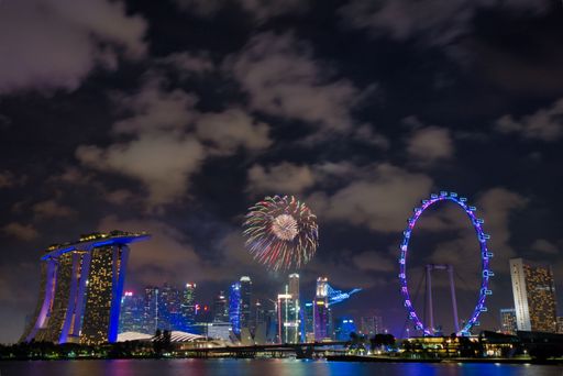 A beautiful view of the New Years Eve fireworks in Singapore