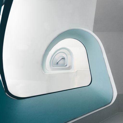 A high angle view of a modern spiral staircase under the lights