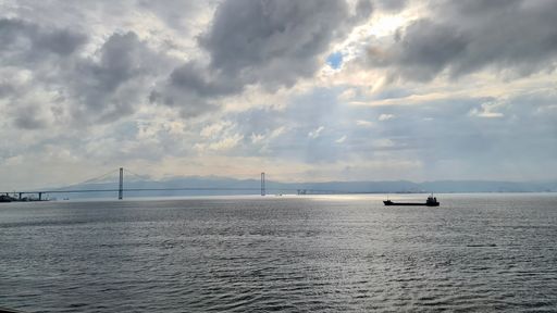 A landscape of the Osmangazi Bridge on a cloudy day in Kocaeli, Turkey