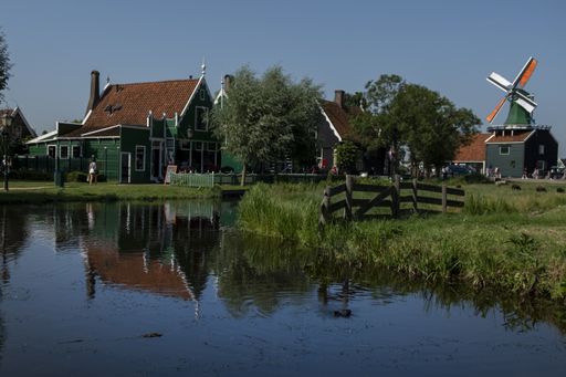 The beautiful village of Zaanse Schans near Amsterdam, the Netherlands during daylight