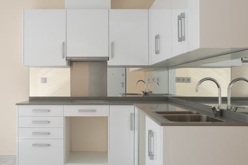 The interiors of a modern house, a closeup of the kitchen
