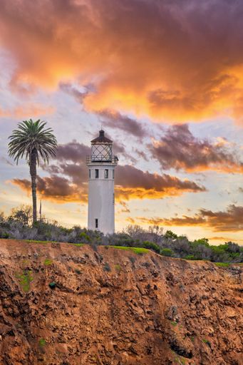 The Vicente Point Lighthouse at sunset