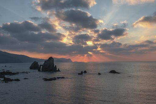 Beautiful sunset in Juan de Gaztelugatxe, Located on the Bizkaia coast, 35 km east of Bilbao.