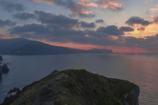 Beautiful sunset in Juan de Gaztelugatxe, Located on the Bizkaia coast, 35 km east of Bilbao.