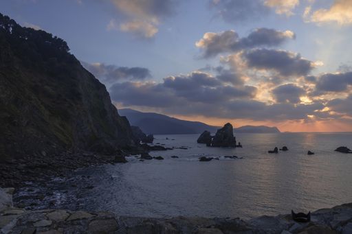 Beautiful sunset in Juan de Gaztelugatxe, Located on the Bizkaia coast, 35 km east of Bilbao.