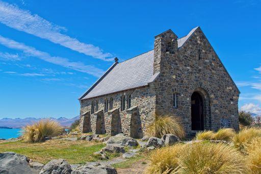 Tekapo, New Zealand - February 3 2015: The Church of the Good Shepherd at Lake Tekapo NZ