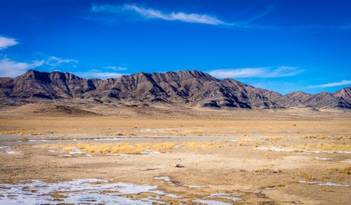 A closeup shot of the Pony Express Trail running through the western desert of Utah