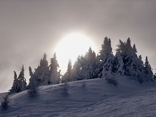 A scenic view of a ski lift in a snow covered landscape