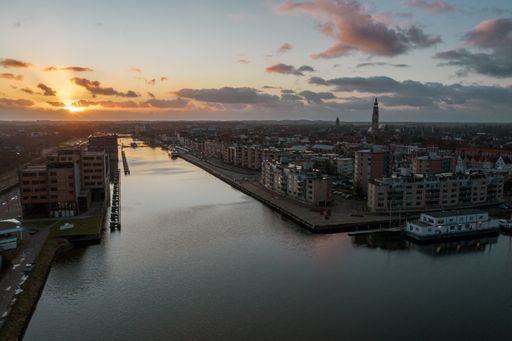 A breathtaking view of the Middelburg city in the Netherlands during sunrise