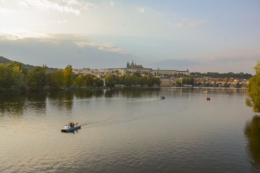 The Charles Bridge over the Vltava river in Prague, the Czech Republic