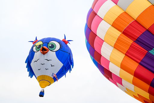Igualada, Barcelona, July 07, 2022. 26th European Balloon Festival. concentration of hot air balloons