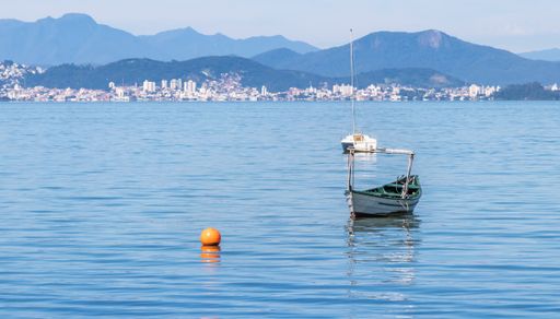 Two empty boats at the bay in Florianopolis, Brazil