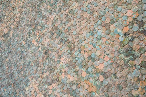 A closeup shot of small round floor tiles