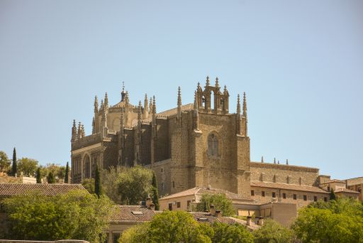 An aerial shot of San Juan de los Reyes Cathedral in Toledo