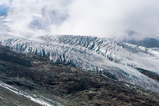 An aerial shot of Swiss Alps