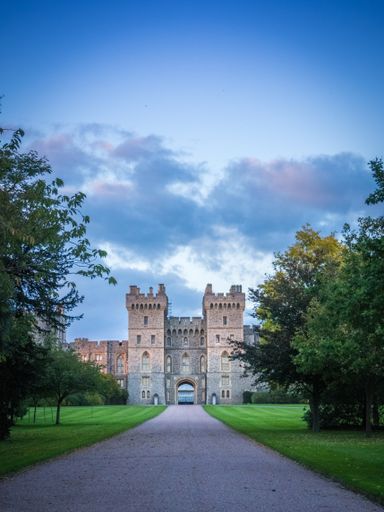 WINDSOR, ENGLAND - October 5, 2017: Outside view of Medieval Windsor Castle. Windsor Castle is a royal residence at Windsor in the English county of B