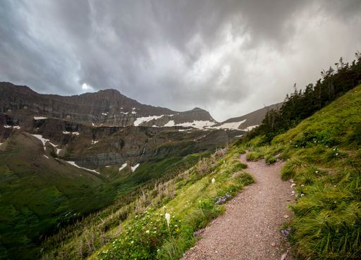 A beautiful shot of rocky mountain scenery in Glacier National Park Montana