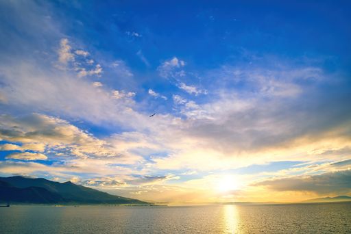 sunrise with beautiful colors, Pagasitikos gulf, Volos, Greece