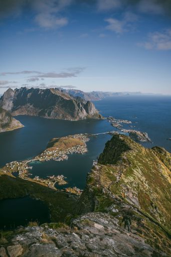 A landscape view of the island with rocky formations