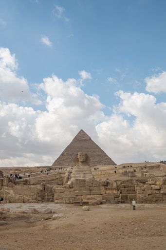 A wide angle shot of the Pyramid of Khafre Giza  in Egypt