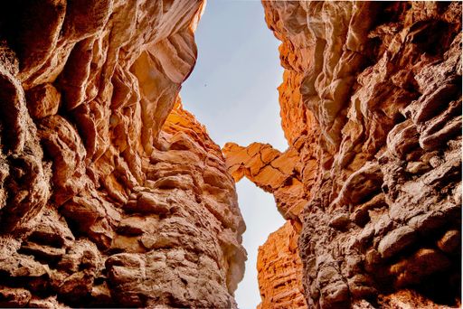 A closeup shot of beautiful natural sandstone formations in Borrego Springs, California