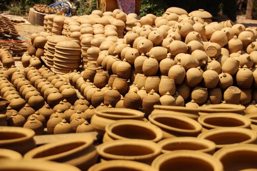 A view of clay pots sold as souvenirs in Thanh Ha Pottery Village at Hoi An, Vietnam