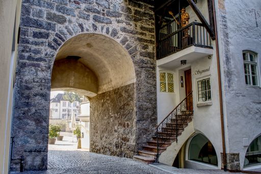 Bozner or Butcher's Gate in Merano is a part of a executioner's room, which is located inside the tower. Almost 600 years old building.