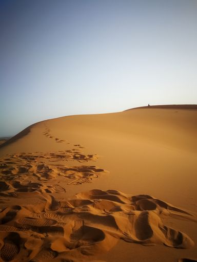 A beautiful scenery of Sahara Desert, Erg Chebbi dunes in Merzouga, Morocco