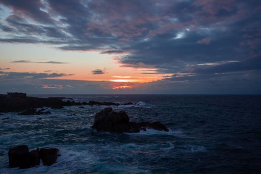 Landscape of the rocky coast of Sines - Portugal in the evening, twilight