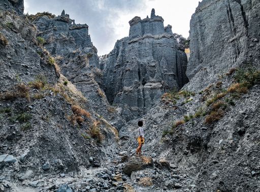 A black woman standing in the middle of the Pinnacles in New Zealand