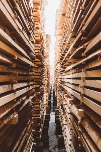 A vertical shot of wooden blocks one on another