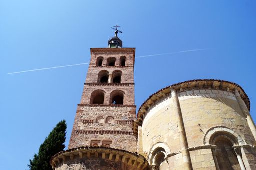 A bottom view shot of Church of San Andrés in Segovia, Spain