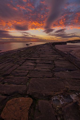 A picturesque view of sunrise over Cullercoats bay
