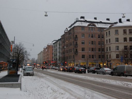 Stockholm by medborgarplatsen in winter, Gotgatan main street