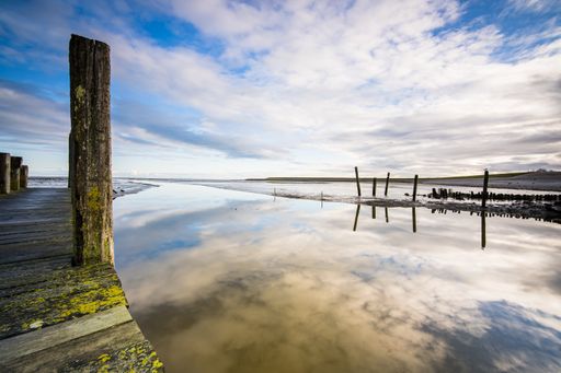 A view of the old forgotten harbor near the village of Cocksdorp on Texel, Wadden sea