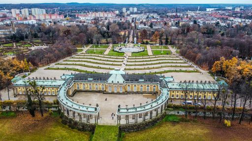An aerial view of the beautiful cityscape of Potsdam in Germany