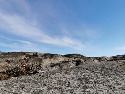 A rocky landscape and the skyscape captured in Rakke (Larvik, Norway)