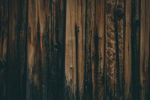A closeup shot of a wood fence with charred base