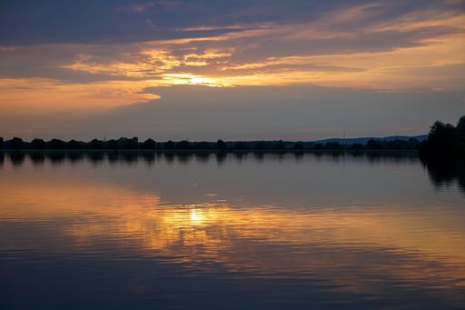A beautiful shot of the river Danube in Bavaria during the sunset