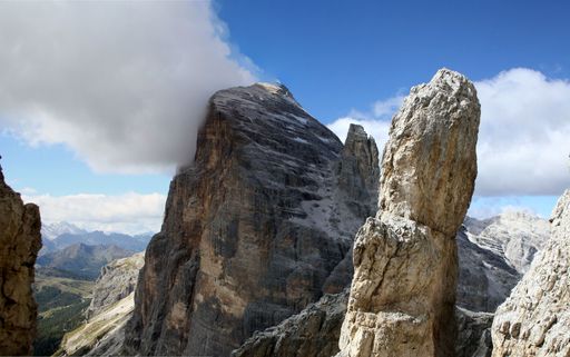 Dolomite peak called "Tofana di Rozes" seen from the via ferrata to "Tofana di Mezzo" near Cortina d'Ampezzo, Italy
