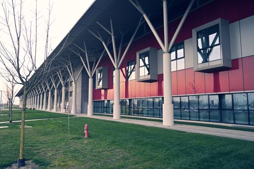 outside architecture of covid hospital ospedale euganeo