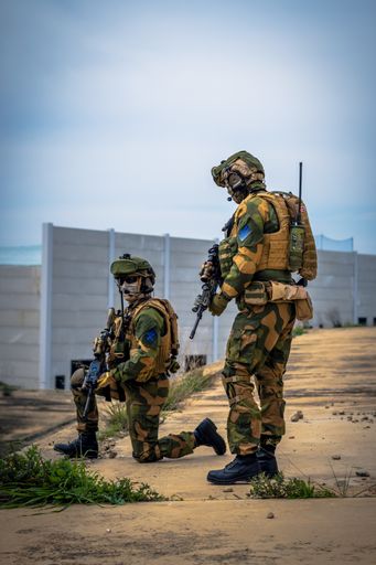 A closeup of two special forces soldiers on a military training