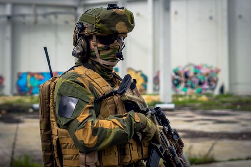 A closeup of a special forces soldier with the necessary equipment