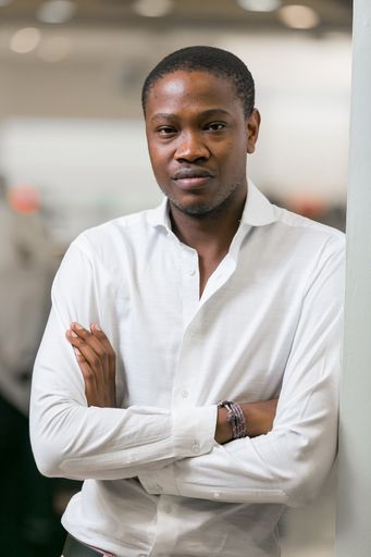 Johannesburg, South Africa - February 17, 2016: Black African Entrepreneur Sibusiso Ngwenya founder of Skinny Sbu Socks brand
