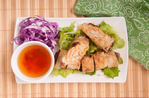 spring roll vietnamese style, with spicy chilli pepper sauce