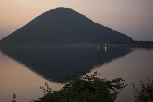 A Baranti lake at the time of sunset. Baranti is a small tribal village in the Santuri