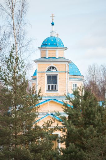 A vertical shot of the beautiful Golisheva St. Trinity Orthodox Church in Latvia